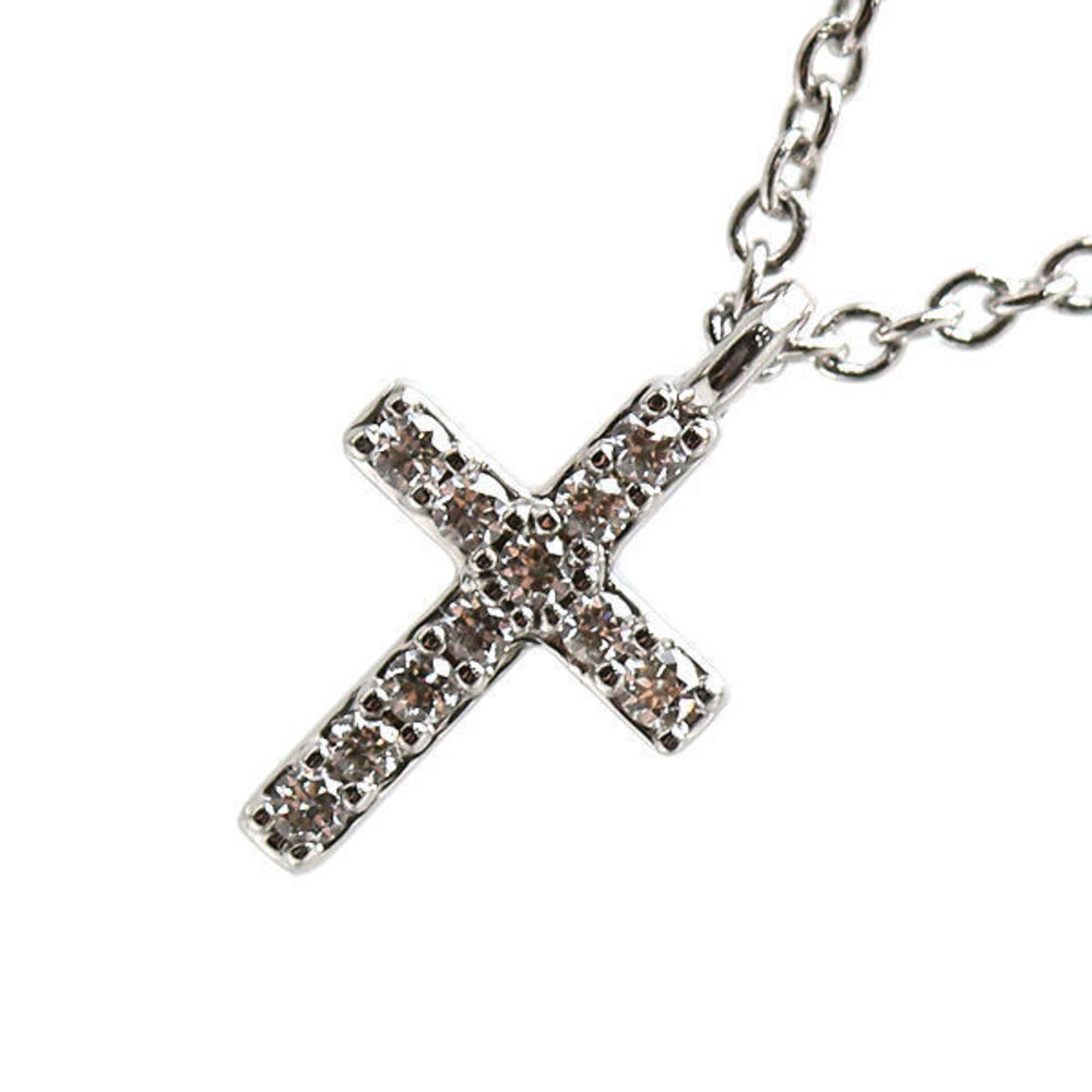 Tiffany Metro Cross Mini Necklace Diamond K18 White Gold - Picture 8 of 8